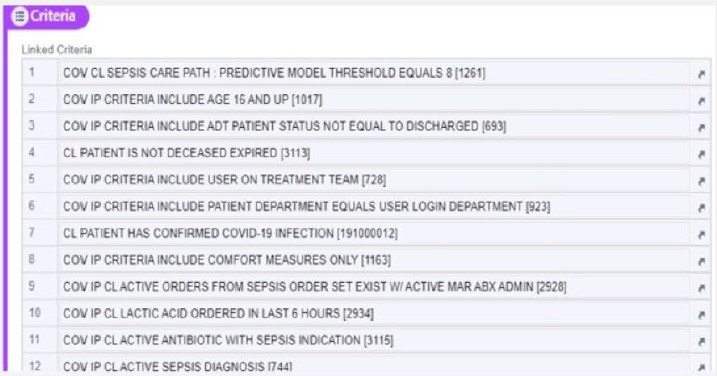 Figure 1. Covenant Healthcare Base Sepsis Care Path Level 8 Criterion for Exclusion