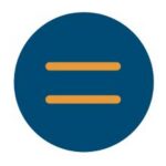Orange "equals" symbol on dark blue background